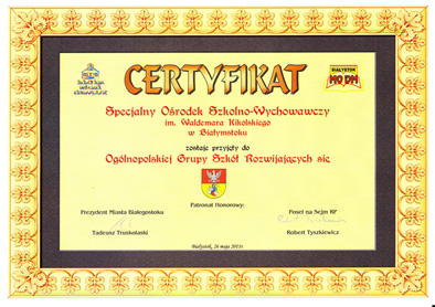 certyfikat - Ogólnopolska Grupa Szkół Rozwijających się